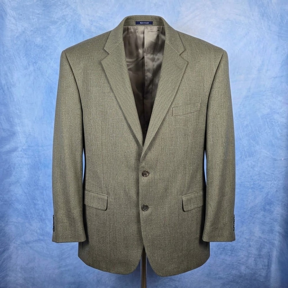 Ralph Lauren Mens Silk Wool Blend Sport Coat Blazer Olive Green Plaid 3 Button
